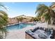 Relaxing backyard pool with a hot tub and mature landscaping in this single Gathering home at 4272 E Ivanhoe St, Gilbert, AZ 85295