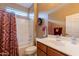 Full bathroom with a shower over tub, toilet, and a vanity with a vessel sink at 4756 W Nogales Way, Eloy, AZ 85131