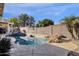 A private backyard oasis with a sparkling pool, waterfall feature, and lush landscaping at 850 E Vaughn Ave, Gilbert, AZ 85234