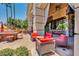 Inviting outdoor patio featuring comfortable seating and stylish decor at 9638 E Tranquility Way, Sun Lakes, AZ 85248