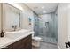 Contemporary bathroom with a vessel sink, modern vanity, and a frameless glass shower at 24201 N 87Th St, Scottsdale, AZ 85255