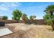 A view of a spacious backyard with gravel, trees, and a sturdy block fence at 25073 W Dove Trl, Buckeye, AZ 85326