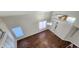 Bright living room with vaulted ceilings, lots of natural light, and dark wood floors at 846 W Straford Ave, Gilbert, AZ 85233