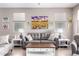 Comfortable living room with a gray sofa, accent pillows, and a stylish coffee table at 22565 W La Pasada Blvd, Buckeye, AZ 85326