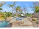Private hot tub with stone accents, adjacent to the pool, providing a tranquil spa-like experience at 2998 E Waterman Way, Gilbert, AZ 85297