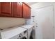 Laundry room with overhead cabinet storage, and full-size washer and dryer at 316 W Kelton Ln, Phoenix, AZ 85023