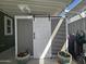 A door in the patio area reveals convenient storage space for outdoor equipment or other belongings at 8700 E University Dr # 1947, Mesa, AZ 85207