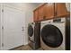 Convenient laundry room with front-load washer and dryer and ample storage at 9106 W Adams St, Tolleson, AZ 85353