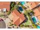 Beautiful aerial view of the property showcasing a private pool and green putting range at 10500 E Mission Ln, Scottsdale, AZ 85258