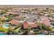 An aerial view showcasing the community's well-maintained homes and desert landscape at 10500 E Mission Ln, Scottsdale, AZ 85258