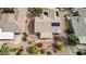 Aerial view of property showing solar panels, desert landscaping, and a charming covered patio with seating at 17228 N Estrella Vista Dr, Surprise, AZ 85374