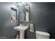 Stylish bathroom featuring a pedestal sink and unique textured walls at 26711 N 21St Dr, Phoenix, AZ 85085