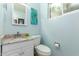 Bright half bath featuring granite counters and blue walls at 3512 N Chambers Ct, Scottsdale, AZ 85251