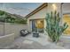 Cozy patio area featuring a sitting area and desert landscaping, blending indoor-outdoor living at 11919 E Del Timbre Dr, Scottsdale, AZ 85259