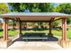 A gazebo stands amidst manicured lawns, providing a shaded retreat with picnic tables and seating for outdoor enjoyment at 2701 E Hobart St, Gilbert, AZ 85296