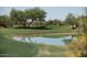 Scenic golf course view with serene pond, lush greenery, and mature trees, perfect for relaxation and recreation at 4317 E Williams Dr, Phoenix, AZ 85050