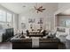 Spacious living room featuring high ceilings, a ceiling fan, and lots of natural light at 4534 E Oberlin Way, Cave Creek, AZ 85331