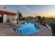 Inviting pool with surrounding patio, outdoor dining, lounge chairs, and sunset views at 6188 N 29Th Pl, Phoenix, AZ 85016