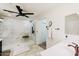 Luxurious bathroom featuring a walk-in shower with marble-style walls at 10825 W El Cortez Pl, Peoria, AZ 85383