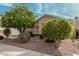 Charming front yard featuring mature trees and desert landscaping at 30427 W Vale Dr, Buckeye, AZ 85396