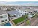 Birds eye view of the backyard featuring patio seating area, well-kept lawn, and fencing at 4370 E Kaibab Pl, Chandler, AZ 85249