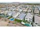 A stunning aerial view showcasing the neighborhood, highlighting backyard pools and lush landscaping at 4370 E Kaibab Pl, Chandler, AZ 85249