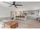 Open-concept living area with a seamless flow to the modern kitchen at 1050 N 84Th Pl, Scottsdale, AZ 85257