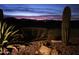 Night view showing the beautiful desert landscape with an amazing colorful sunset in the background at 41225 N River Bend Rd, Phoenix, AZ 85086