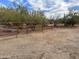 View of a fenced horse paddock with desert landscaping and clear blue sky at 7100 E Montgomery Rd, Scottsdale, AZ 85266