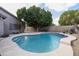 Private backyard pool with a unique shape and a desert landscape at 1054 W Park Ave, Gilbert, AZ 85233