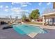 Sparkling pool with patio, lawn, and privacy walls in backyard at 16618 S 28Th Pl, Phoenix, AZ 85048