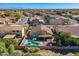 From above, see a beautiful backyard featuring a pool, patio, and lush greenery at 1896 S Porter St, Gilbert, AZ 85295