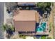 Bird's-eye perspective of property highlighting its spacious layout, pool, and backyard amenities at 1896 S Porter St, Gilbert, AZ 85295