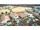 A drone view of a neighborhood with homes that have private pools and community areas to enjoy at 38572 N Jessica Ln, San Tan Valley, AZ 85140