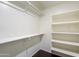 An empty walk-in closet with white walls, shelving and hardwood floors at 40564 W Nicole Ct, Maricopa, AZ 85138