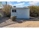 A backyard shed sits on a large lot with ample bushes and gravel landscaping at 6524 N 13Th St, Phoenix, AZ 85014