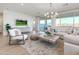 Beautiful living room with plush sofa, decorative rug, and a view of the lush outdoor landscape at 15683 W Mercer Ln, Surprise, AZ 85379