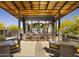 Well designed outdoor bar with barstools, multiple seating areas and television for entertainment at 18024 E Wolf Tree Ln, Rio Verde, AZ 85263