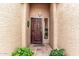 Welcoming front entrance with a decorative door, tiled floor, and desert-inspired landscaping at 1973 E Buena Vista Dr, Chandler, AZ 85249