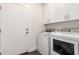 Clean laundry room with front-load washer/dryer and ample storage space at 2227 W Cambridge Ave, Phoenix, AZ 85009