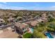 Aerial view of neighborhood featuring pools, lush landscaping, and desert landscaping at 2419 E Goldenrod St, Phoenix, AZ 85048