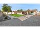 Inviting backyard featuring a well-maintained artificial lawn and a covered patio with outdoor seating at 2525 E Nisbet Rd, Phoenix, AZ 85032