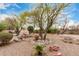 Spacious backyard features rock landscaping and mature trees at 26681 S Howard Dr, Sun Lakes, AZ 85248