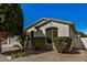 Single story home exterior featuring desert landscaping and architectural details under a blue sky at 3194 E Mead Dr, Chandler, AZ 85249