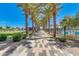 Shady walking path lined with palm trees, inviting residents to enjoy a scenic stroll at 5539 S Verde --, Mesa, AZ 85212