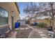 Practical side yard with shed, bench, gravel, and hardscape walkway at 7010 S San Jacinto Ct, Gilbert, AZ 85298