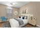 Cozy bedroom featuring a window with shutters, a modern bed, soft colors, and neutral paint at 1635 E Silverwood Dr, Phoenix, AZ 85048