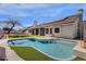 Backyard pool with artificial turf offers resort-style living with a private outdoor space at 1635 E Silverwood Dr, Phoenix, AZ 85048