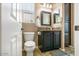 Cozy bathroom features vanity with marble counter and neutral paint at 29412 N 128Th Ln, Peoria, AZ 85383