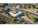 Aerial view of home showcasing the unique landscaping and covered parking at 3101 E Acoma Dr, Phoenix, AZ 85032